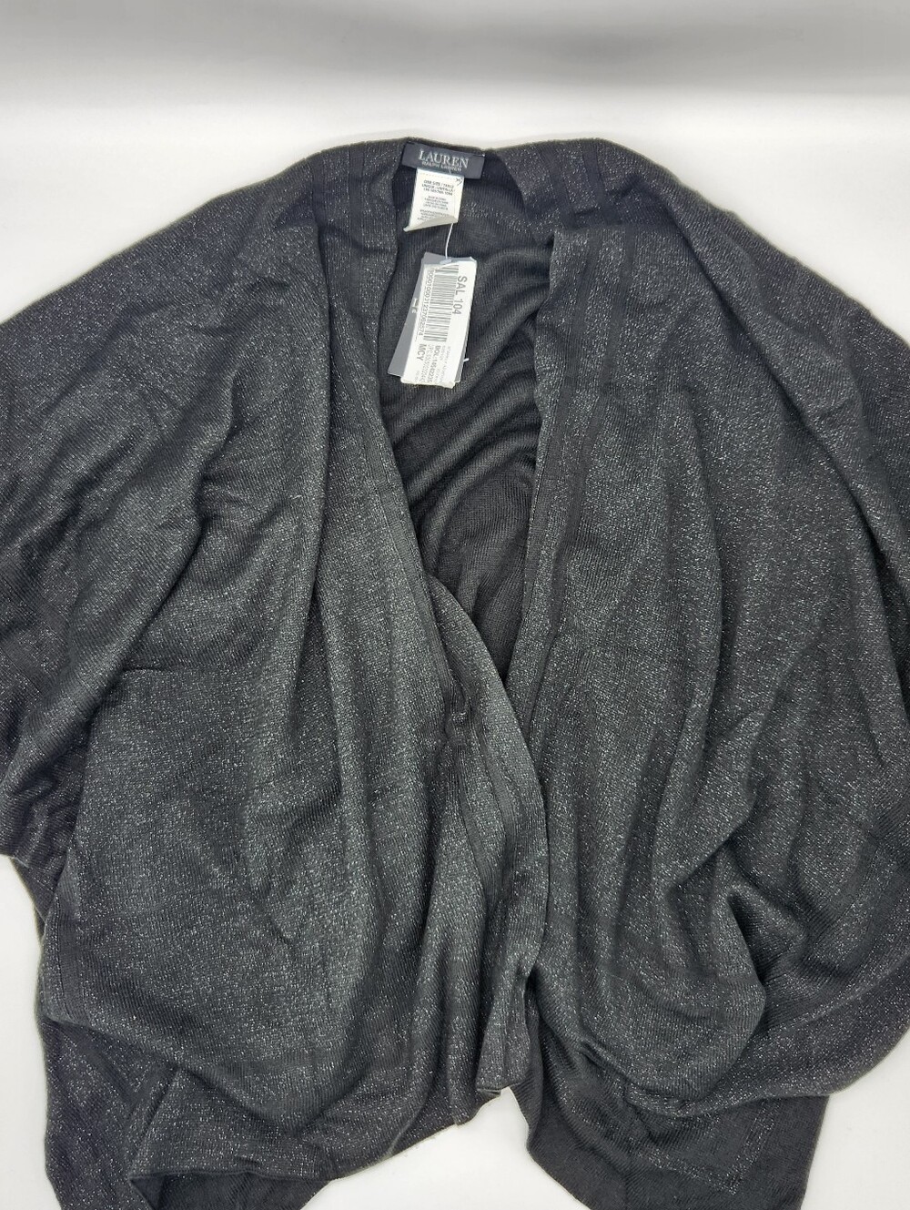 Lauren Ralph Lauren Reversible Poncho Wrap Black Metallic Shimmer One Size NWT
